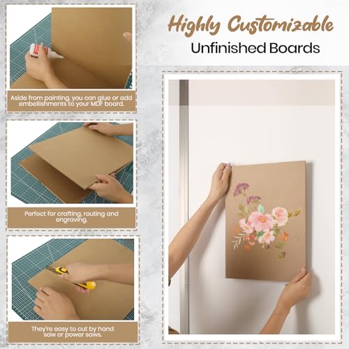 CALPALMY 12-Pack MDF Board 1/4 Inch Thick 12" x 12" Unfinished Wood Panels, 6mm Thick Medium Density Fiberboard Wood Boards for Crafts, Painting, Carpentry, Engraving, Interior Design, and More - size: 12 x 12 x 1/4" (12 Pack)