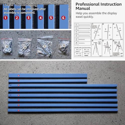 NianFeng Wooden Easel Stand for Sign, Easel Display Stand Floor for Wedding Sign with Adjustable Tray, 63-Inch, Tripod A-Frame Poster Light Duty, Welcome, Art Show & Baby Shower (Blue) - color: Blue