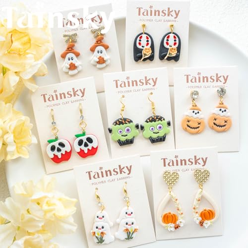 Tainsky Halloween PolymerClay Cutters - 20 Shapes Fall Polymer Clay Cutters for Earrings - color: Set D
