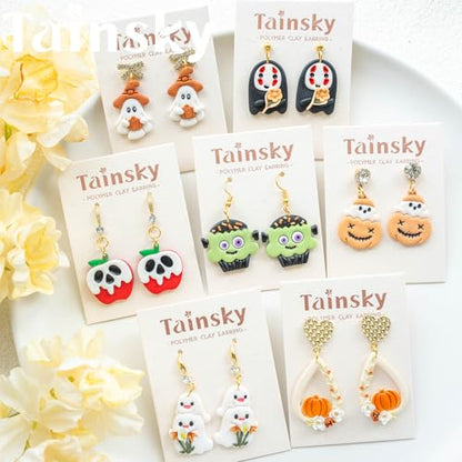 Tainsky Halloween PolymerClay Cutters - 20 Shapes Fall Polymer Clay Cutters for Earrings - color: Set D