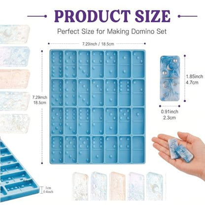 Domino Mold for Resin Domino Mold for Epoxy Candy Clay Chocolate Mould 28 Cavities Silicone Mould Pendant Epoxy Cake Jewelry Making Tool(Classical,Blue) - size: Classical