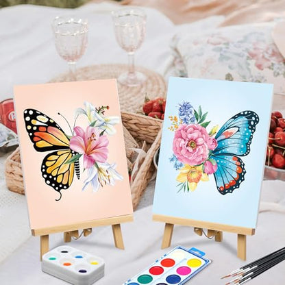 Ctosree 12 Sets Pre Drawn Canvas Kit for Painting Adults Sip and Paint Kit Art Pre Printed Canvas Bulk for Adult Date Night, Art Party & Holiday Gift(Butterfly,8 x 10 in) - size: 8 x 10 in, style: Butterfly