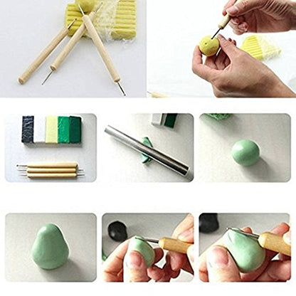 COMIART 5-Piece Dual-Ended Ball Stylus Tool Set - Wooden Handle with Stainless Steel Tips for Clay Sculpting, Embossing, Nail Art, Mandala Rock Painting & Pattern Tracing