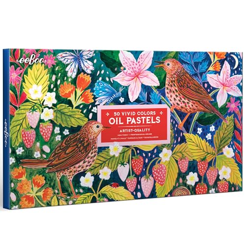 eeBoo Oil Pastels Strawberry Peeps - 50 Artist-Quality Blendable Color Sticks, Bold Pigments for Drawing & Blending, Sliding Gift Box, Kids Ages 5+ - style: Rainbow Peeps