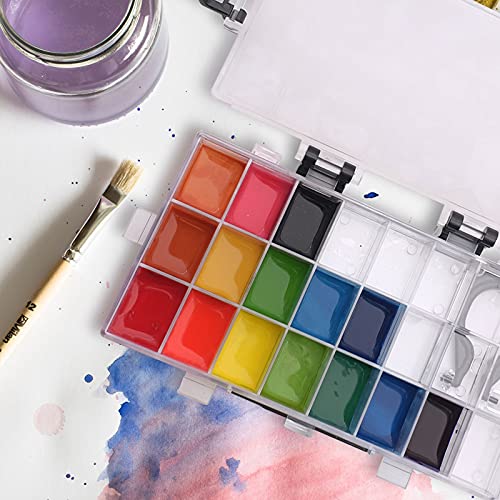KELIFANG Paint Palette Tray, 24 Wells Watercolor Painting Pallet, Airtight Stay Wet and Leak Proof Painting Palette Travel Box for Oil Paint, Gouache, Acrylic