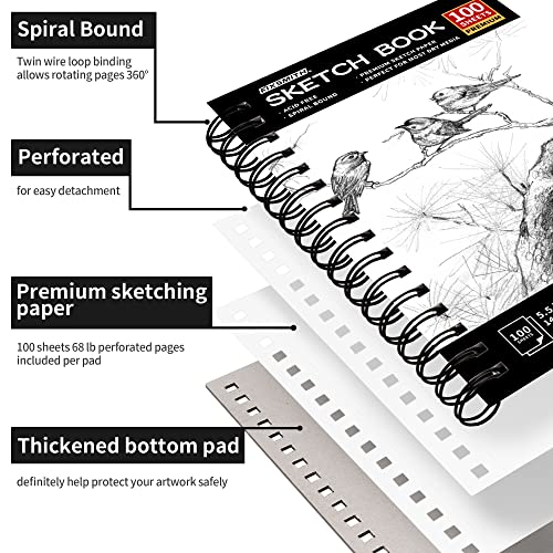 FIXSMITH 5.5"X8.5" Sketch Book | 400 Sheets (68 lb/100gsm) Sketchbook |Acid Free Drawing Paper | Spiral Bound Artist Sketch Pad | for Kids, Beginners, Artists & Professionals | Bright White - color: Black, size: 5.5"x8.5"-4 Pack