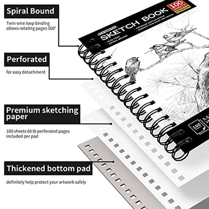 FIXSMITH 5.5"X8.5" Sketch Book | 400 Sheets (68 lb/100gsm) Sketchbook |Acid Free Drawing Paper | Spiral Bound Artist Sketch Pad | for Kids, Beginners, Artists & Professionals | Bright White - color: Black, size: 5.5"x8.5"-4 Pack