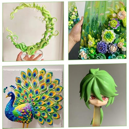 Lightweight Clay - Air Dry Clay, Ultra Light & Soft, Safe & Non-Toxic, Moldable & Flexible, DIY Modeling Clay for Anime Figures, Sculpting, Molding, Creative Art Crafts - color: Light Green