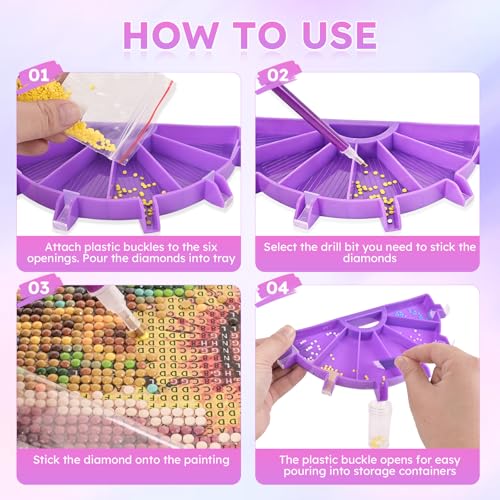NOOEPC 14 PCS Diamond Art Kits Diamond Painting Tools 6 Squares Diamond Art Trays Painting Accessories Diamond Art Pens and Tools for Kids Adults