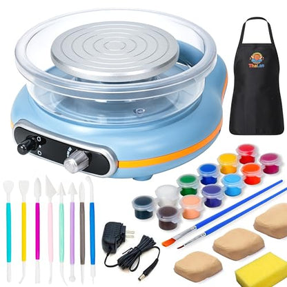 Pottery Wheel for Kids | Clay Machine for Beginners | 4.7 Inch Electric Mini Wheel Kit for Arts | Includes 8 Piece Tool Set and Paint | Educational Pottery Kit for Adults