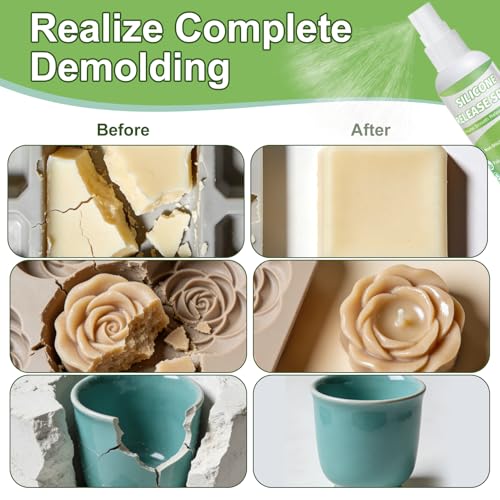 Silicone Molds Release Spray, Molds Release Spray, Quick-Dry Formula for Easy Candle & Epoxy Resin Demolding | Non-Toxic, High Silicone Oil Content | Ideal for Crafters, DIYers & Artists, 120ML