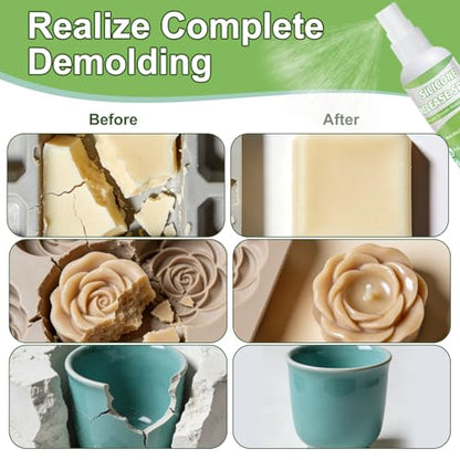 Silicone Molds Release Spray, Molds Release Spray, Quick-Dry Formula for Easy Candle & Epoxy Resin Demolding | Non-Toxic, High Silicone Oil Content | Ideal for Crafters, DIYers & Artists, 120ML