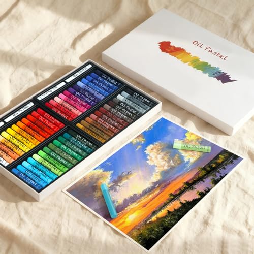 AUK 48 Vibrant Colors Oil Pastels Set for Artists Adult, Soft Pastels Blendable for Drawing, Painting, Sketching Blending, Layering, Shading Christmas Gifts - color: 48 colors
