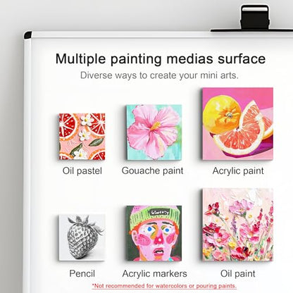 AUREUO Mini Magnetic Canvas Panel 2.5x2.5 Inch / 24 Pack - Small Square Flat Canvas Board with Magnet Back Art Gift Set Bulk Pack Tiny Thin Canvases for Painting & Craft - size: 2.5"x2.5", Canvas Panel