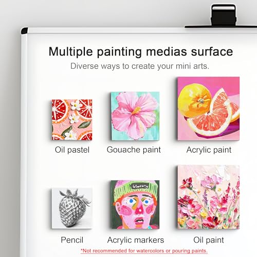 AUREUO Mini Magnetic Canvas Panel 3x3 Inch / 24 Pack - Small Square Flat Canvas Board with Magnet Back Art Gift Set Bulk Pack Tiny Thin Canvases for Painting & Craft - size: 3"x3", Canvas Panel