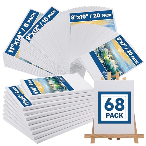 Halobios Canvas Boards for Painting, Canvases for Painting with 9 x 12, 11x14, Canvas Panels Set Boards with 5x7, 8x10, 9x12, 11x14, 68 Value Pack for Acrylic, Oil, Tempera & Watercolor Paint - size: 68 Pack Mixed - 11×14IN 9×12IN 8×10IN 5×7IN