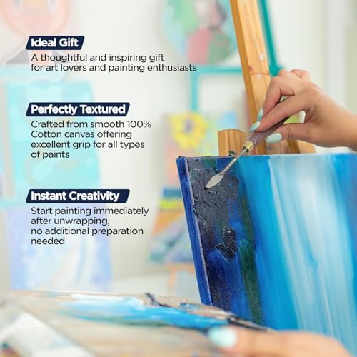 BLUEBIRD Canvas Board Set of 14 (4x4, 4x6, 5x7, 8x10, 9x12, 11x14) Studio Acrylic Gesso 500ml - White Liquid Gesso Primer