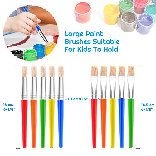 Anezus 30 Kids Paint Brushes Set with Jumbo Round Watercolor and Large Flat Craft Brushes