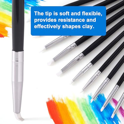 SmallCat 10 Pcs Silicone Paint Brushes, Flexible Clay Carving Tools, Professional Sculpting Tools for Handicraft Pottery Artwork Shaping Carving DIY- White (3mm+5mm) - color: White, 10 Pcs