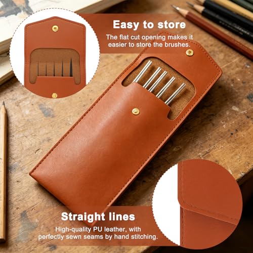 5 pcs Long Liner Brushes, Script Liner Brush with Case, Extra Long Fine Point Tip Detail Paint Brushes for Pinstriping Scroll Outlining, Watercolor, Acrylic, Oil