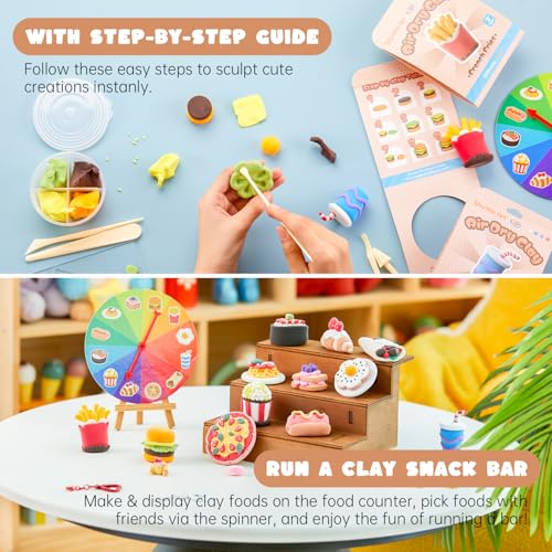 Shuttle Art Air Dry Clay for Kids - Food Store, 21 PCS Modeling Clay Kit with Sculpting Tools and Tutorials, Safe & Non-Sticky, Craft Gifts for Boys & Girls - style: Food Store