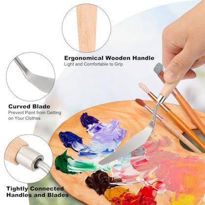 PATIKIL Art Spatula, No.1 13mm Stainless Steel Flexible Palette Knife Painting Knife Painting Spatula Oil Painting Mixing Scraper with Wood Handle for Canvas Acrylic Painting, Brown - style: No.1