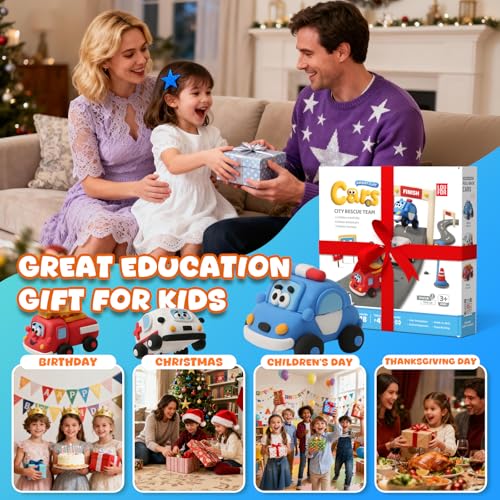 Air Dry Clay Kit for Kids - Pull Back Car Making, 3 Boxes Modeling Clay with Sculpting Tools, Base, Backing Board, Tutorial, Ultra Light & Soft, Non-Toxic & Safe, Creative DIY Arts and Crafts Toys - color: City Rescue Team