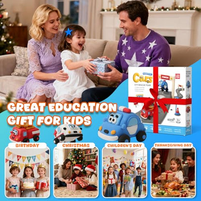 Air Dry Clay Kit for Kids - Pull Back Car Making, 3 Boxes Modeling Clay with Sculpting Tools, Base, Backing Board, Tutorial, Ultra Light & Soft, Non-Toxic & Safe, Creative DIY Arts and Crafts Toys - color: City Rescue Team