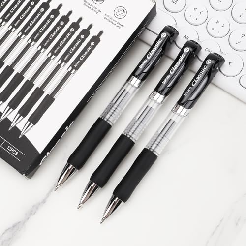 Classic Retractable Gel Roller Pens, 0.7mm Fine Point (Black Ink- 12 Packs) - color: Black Ink- 12 Packs