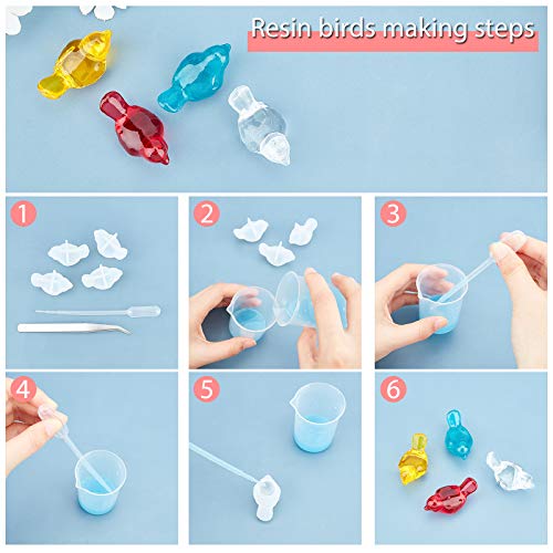 arricraft 10 Pcs 3D Bird Silicone Resin Molds, Epoxy Resin Casting Molds for for UV Resin Jewelry DIY Craft - color: 3D Bird