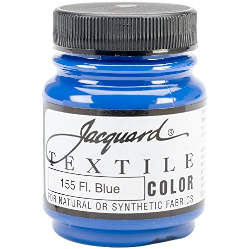 Jacquard Textile Color Fluorescent Blue - Permanent Fabric Paint for Clothes, Furniture Upholstery, Shoes or Tote Bags – Indoor & Outdoor Fabric Paint – 2.25 Oz Jar, Upholstery Fabric Paint - color: Fluorescent Blue, size: 2.25 Fl Oz (Pack of 1)