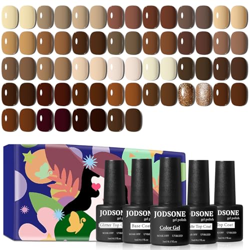 JODSONE Gel Nail Polish Set 32 Colors Nude Brown Gel Polish Set for Salon at Home DIY Nail Art - color: B31