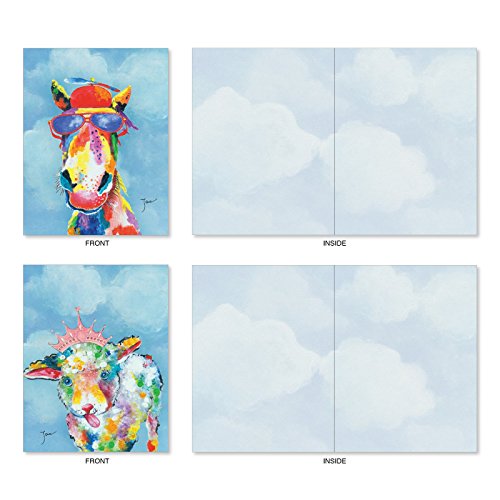The Best Card Company Assorted Blank Greeting Card Box Set - Incl. 20 Cards + Envelopes - 10 Unique Designs - refined for Thank Yous, Invitations, More - Funny Farm AM6563OCB-B2x10 - style: Funny Farm