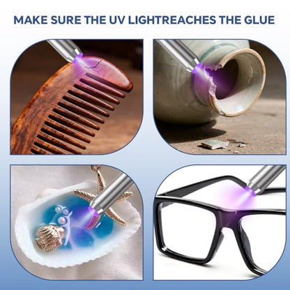 UV Resin with Light 100g,Fast Curing & Bonding UV Resin and 395nm UV Flashlight for Beginner,UV Glue for Bonding Jewelry,Plastic and Glass Repairs（50g*2） - size: 100g