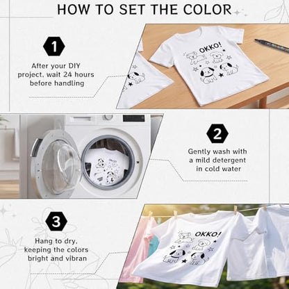 Thboxes Black Fabric Markers, 12 Pack Permanent Markers for Clothes Dual Tip Brush & Fine 1-5mm, Quick Dry Fabric Pen for T-Shirts Hats Tote Bags Canvas Shoes Sneakers