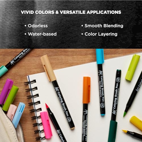SAKURA XBR-6SA 6-Piece Koi Coloring Brush Pen Set, Gray - color: Gray, size: 1 Count (Pack of 6)