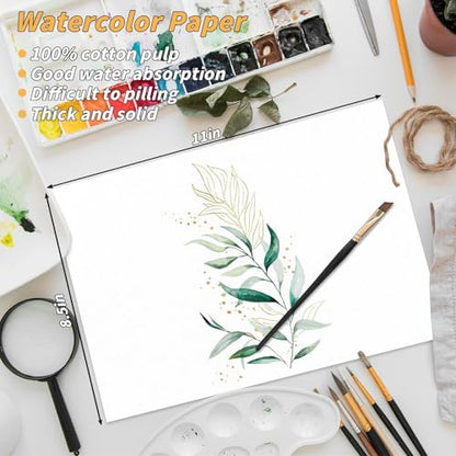 150 Sheets Cotton Watercolor Paper Bulk -230GSM Art Paper-8.5 x 11 inch Painting & Craft Paper, Finger Paints, Watercolor, Tempera, Drawing, Art Room & Home School Crafts - style: 8.5x11in-110LB/230GSM