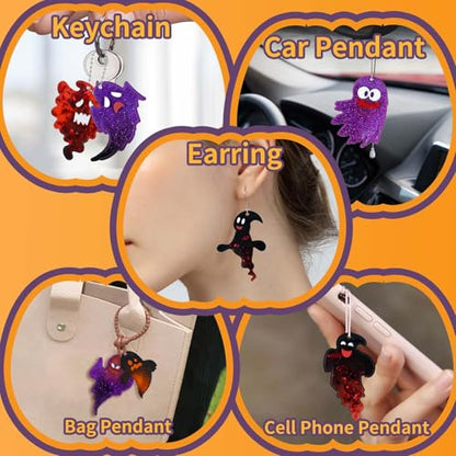 Halloween Resin Earring Molds with Holes, 9 Pair Ghost Earring Mold | Halloween Earring Silicone Molds for Resin Casting, DIY Craft Pendant Jewelry Earring Keychain Halloween Party Gifts - color: 1PCS Cute Ghost Earring Molds with Holes