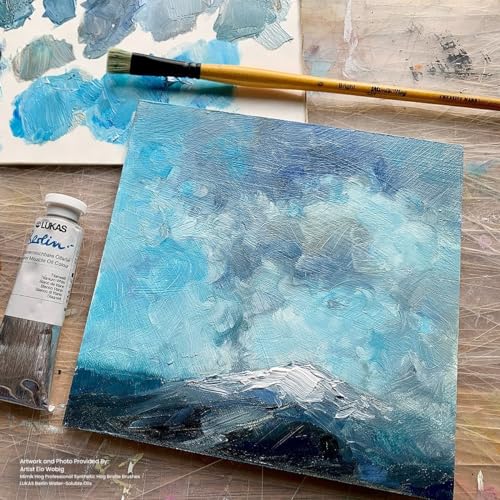 Creative Mark Mimik Hog Professional Synthetic Hog Bristle Paint Brush- Versatile Alternative to Natural Hog Hair Paint Brushes for Oil Painting, Acrylics, Inks & More- Double Thick Filbert #5 - size: Filbert Dbl Thick #5