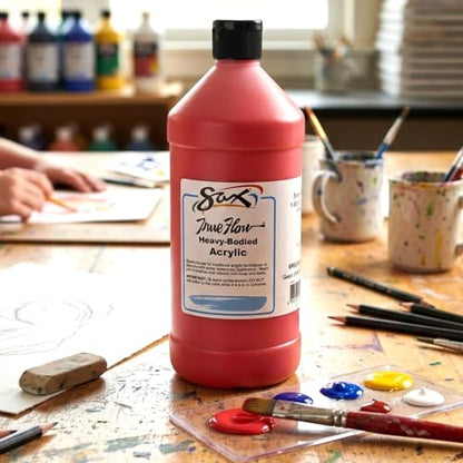 Sax Heavy Body Acrylic Paint for School and Arts and Crafts Use, Bright Red, 1 Quart - color: Bright Red, size: 32 Fl Oz (Pack of 1)