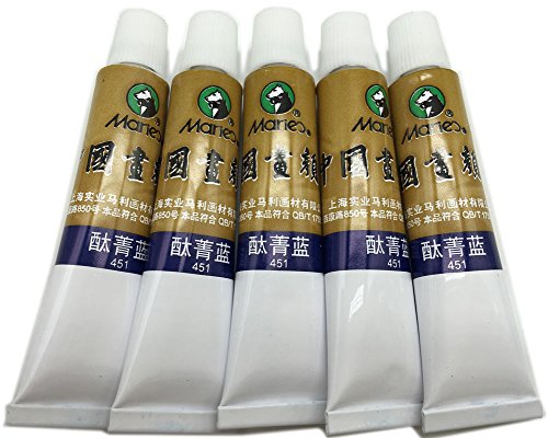 Easyou Marie's Big Size Chinese Painting Color Tubes Water Color Drawing 12ml*5pcs No. 451 Phthalo Blue - color: Marie12ml*5pcs Phthalo Blue
