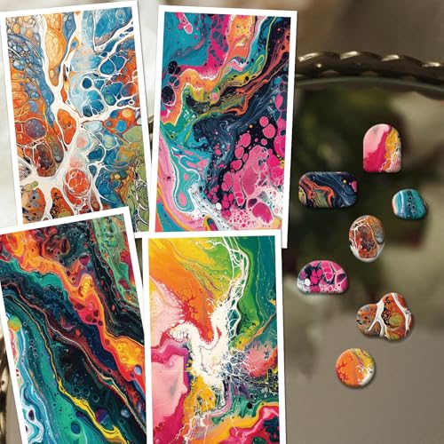 OLYCRAFT 24Pcs Ink Paint Clay Transfer Paper 4 Design Colorful Ink Transfers Paper for Polymer Abstract Art Polymer Clay Transfer Sheets Small Ceramic Decal for Clays Earrings Jewelry Making - color: Ink Paint