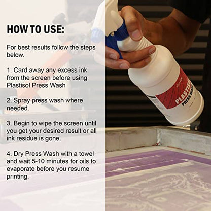 Rapid Cure® Red Plastisol Ink (8 oz.) and Ecotex® Plastisol Press Wash (Pint - 16oz.) - Ink for Screen Printing Fabric, Screen Printing Cleaner/Degreaser - Silk Screen Press Wash/Plastisol Ink - color: Red