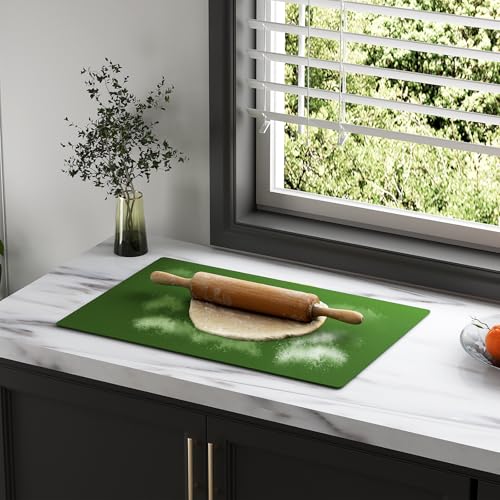 2-Pack Extra Thick Silicone Counter Mats - 24”x16” Large Heat Resistant Kitchen Countertop Protector, Non-Slip Hot Pad Trivet for Air Fryer, Hot Pots & Pans, Coffee Maker(Green) - color: Green