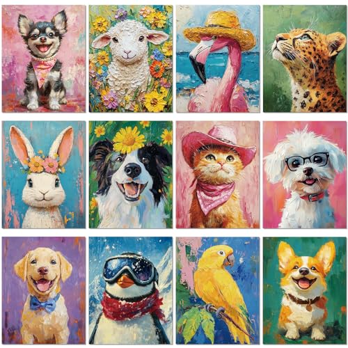 Sherr 12 Pcs Pre Drawn Canvas Pre Printed Canvas for Adults Sip and Paint Party Canvases Painting Kit for Summer Easter Mother's Day Party Favor(Cute Animals,8 x 10 Inch) - size: 8 x 10 Inch, style: Cute Animals