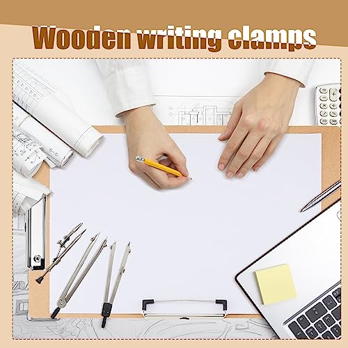 Henoyso 4 Pcs 14 x 20 Inch Extra Large Clipboard Wooden Lap Board with Low Profile Clip Brown Double Landscape Clip Hardboard Drawing Horizontal Clipboard for Paper Sketching Art Supplies