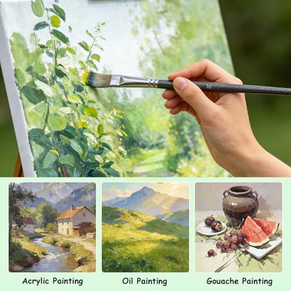 Paint Brushes Set of 18 Pcs with Palette Knife and Sponge, Artist Professional Painting Kit for Acrylic, Oil, Watercolor, Gouache, Include Art Organizing Bag (Black)