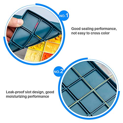 24 Paint Palette Plastic Paint Holder Watercolor Acrylic Paint Storage Travel Palette Tray with Rubber Lid for Artists Students Kids
