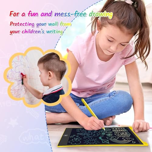 TECJOE 10 Inch 2 Pack LCD Writing Tablet, Colorful Doodle Board Drawing Tablet for Kids, No Mess Toddler Travel Learning Toys, Christmas Birthday Gifts for 3 4 5 6 7 8 Year Old Boys Girls Preschooler - color: Bule Yellow
