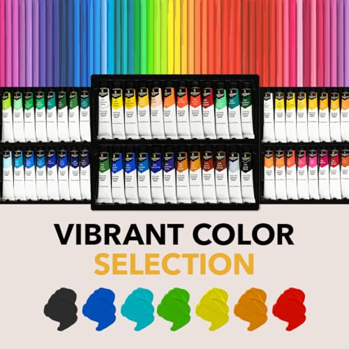 Castle Art Supplies 48 X 22ML Acrylic Paint Set | New Improved Formula | All-Inclusive Set for Beginners, Adult Artists | Quality Intense Colors | Smooth to Use on Range of Surfaces (New Improved Formula)